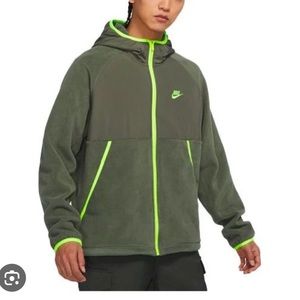 NWT Nike men’s quarter zip green fleece neon DM1227-380 $75 L XL XXL olive khaki